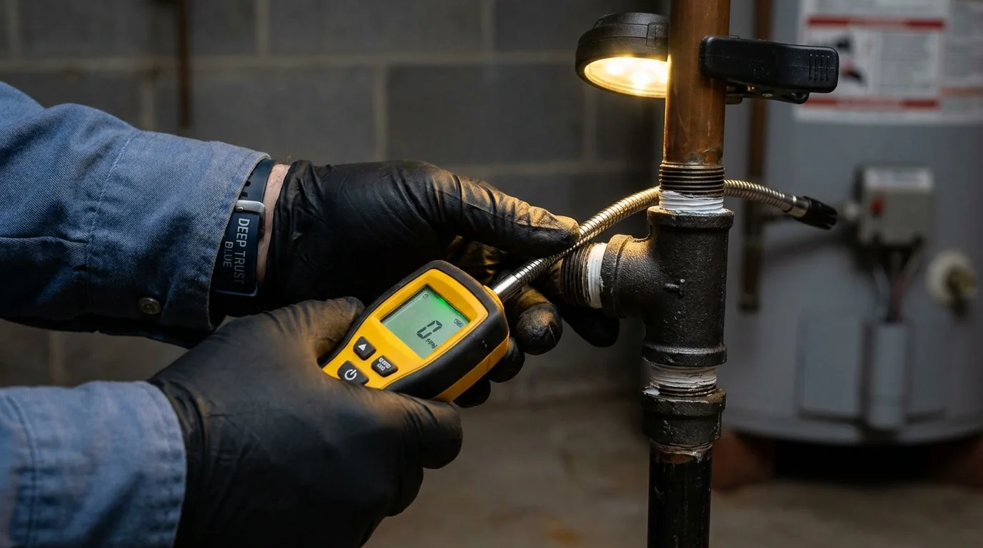 Gas leak detection with electronic sniffer by Johns Plumbing LLC in Coudersport