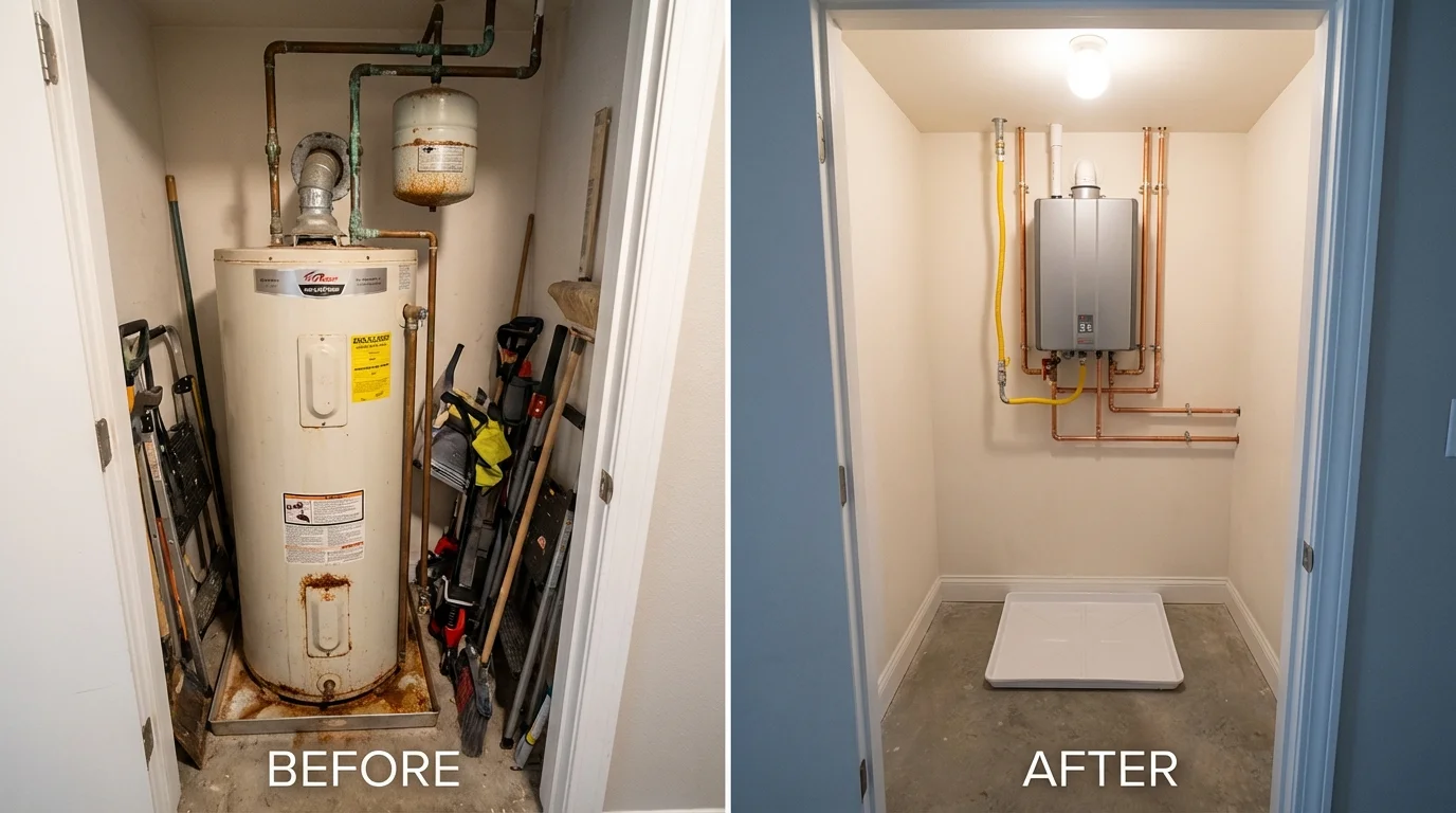 Tank water heater versus wall-mounted tankless unit comparison for Coudersport, PA homeowners